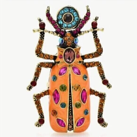 💥 Colorful Beetle Bug Rhinestone Enamel brooch 💥 - Picture 1 of 5